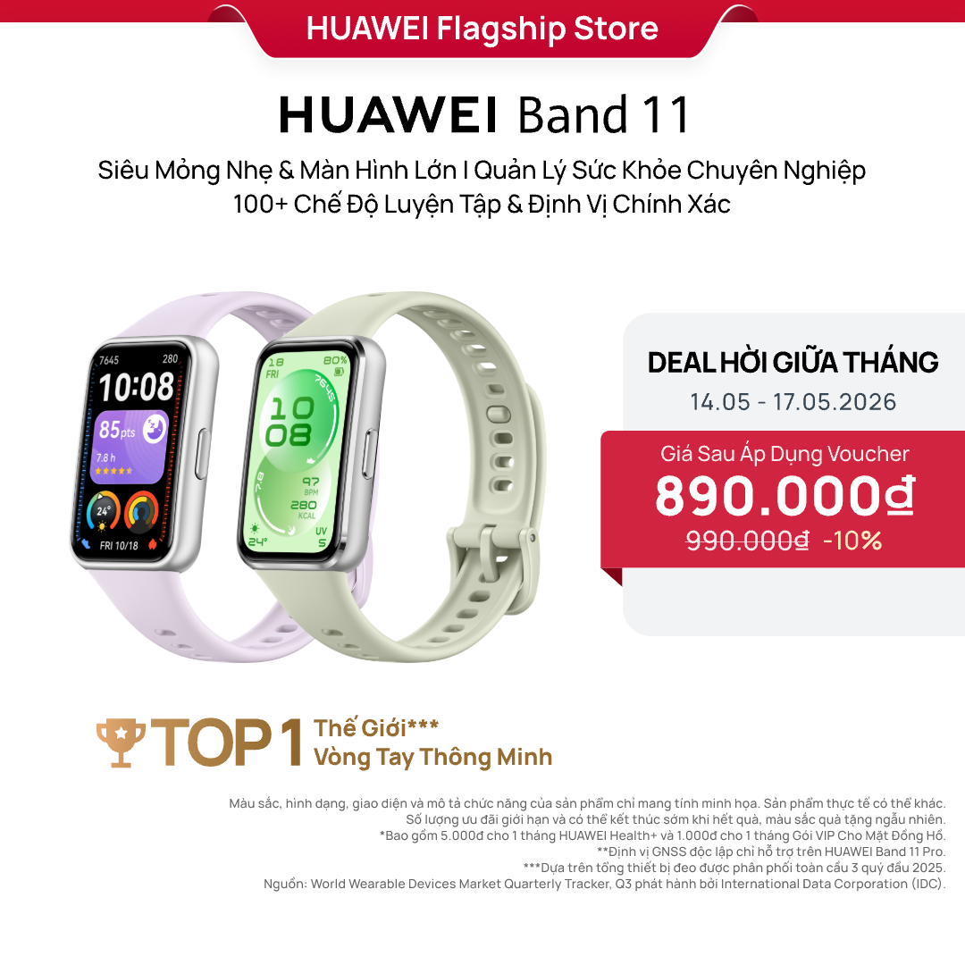 Vòng Đeo Tay Thông Minh HUAWEI Band 11 Series | Mỏng Nhẹ, Màn Hình Lớn| Quản Lý Sức Khỏe Nâng Cao| 100+ Chế Độ Luyện Tập