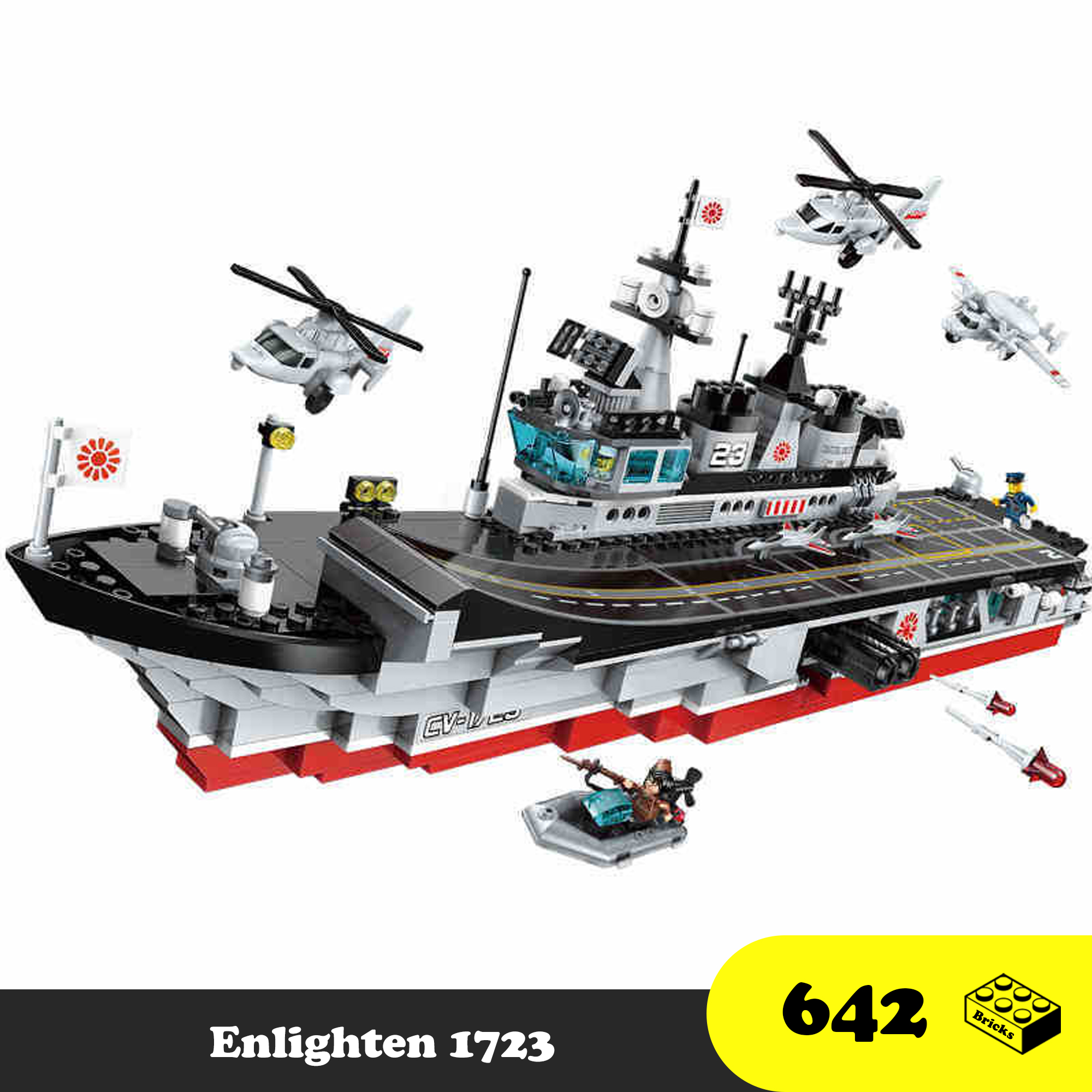 Đồ chơi Lego lắp ráp Thuyền Chiến hạm Sân bay 1723 - Tàu Thủy hạng nặng - Enlighten WarShip 1723