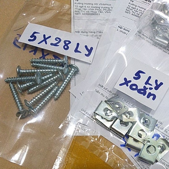 ốc vít /nẹp xoắn 5 ly gắn dàn áo xe ( combo gói 20 con) - KOP-10%