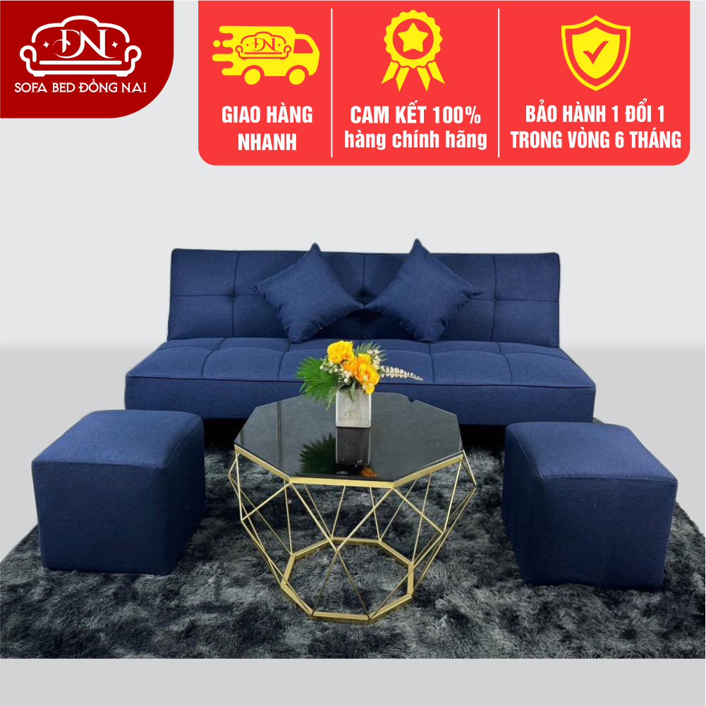 Ghế sofa bed giường nằm vải xanh navy 1m7 giá rẻ