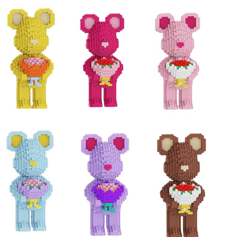 Le go 3d bearbrick cao 30cm - chú gấu le go 3d, đồ chơi lắp ghép gấu 3d - tặng kèm búa