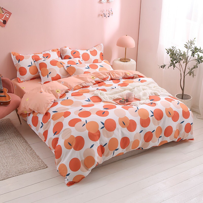 Trọn bộ 4 món cotton poly nhập mẫu quả cam dễ thương,đáng yêu