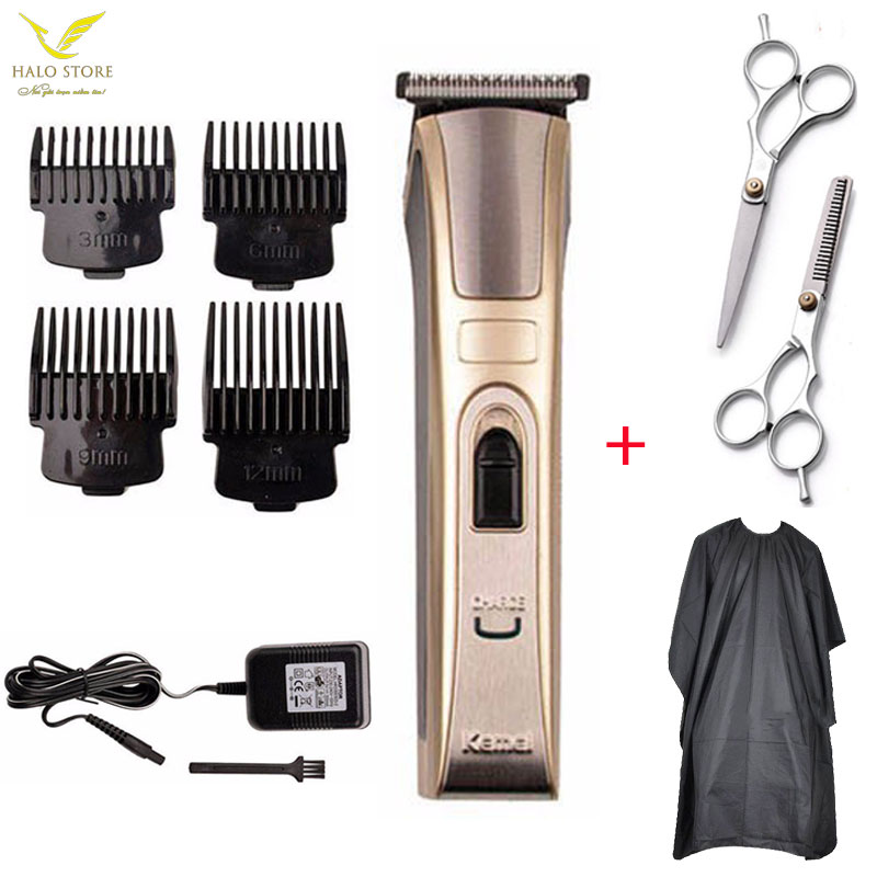 Tông Đơ Hớt Tóc KEMEI 5017 TẶNG KÈM Bộ Kéo Cắt Tỉa + Áo Choàng + Lược - Máy Cắt Tóc Công Suất 5W Lực Máy Mạnh