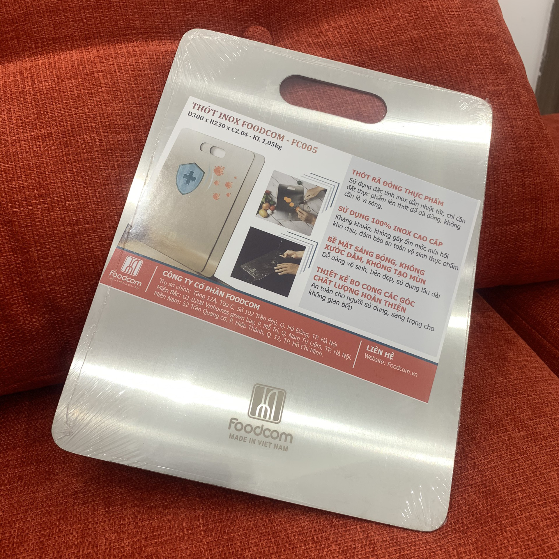 THỚT INOX  FOODCOM - MADE IN VIETNAM - FC005 - SIZE 33,5x23cm