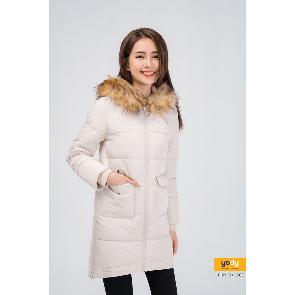 Áo Phao Nữ Yody Dáng Dài Mũ Lông Siêu Ấm | Lazada.Vn