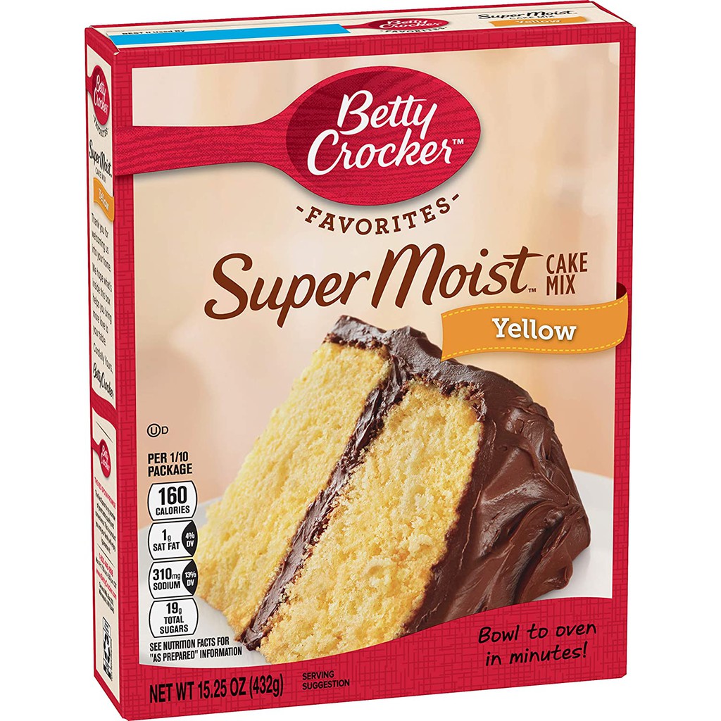 Bột Làm Bánh Betty Crocker Super Moist Cake Mix Yellow 432g Chính Hãng Của Mỹ