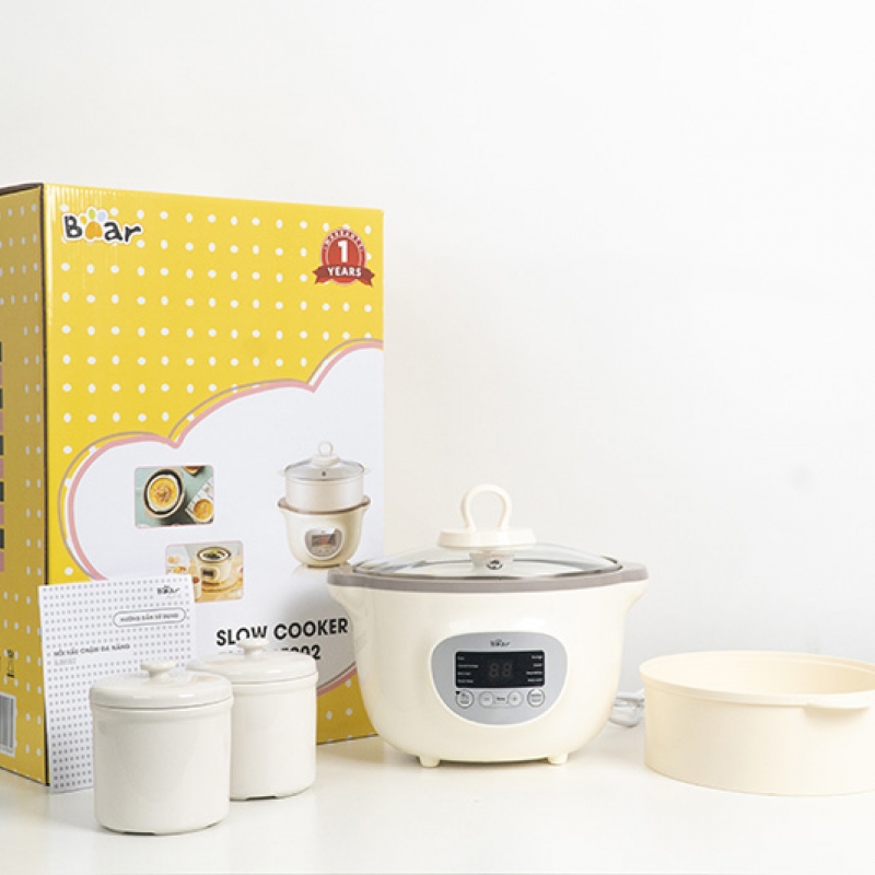 Nồi nấu chậm 1,6l bear chính hãng đa năng nấu cháo, chưng yến bản quốc tế bảo hành 18 tháng - sube002