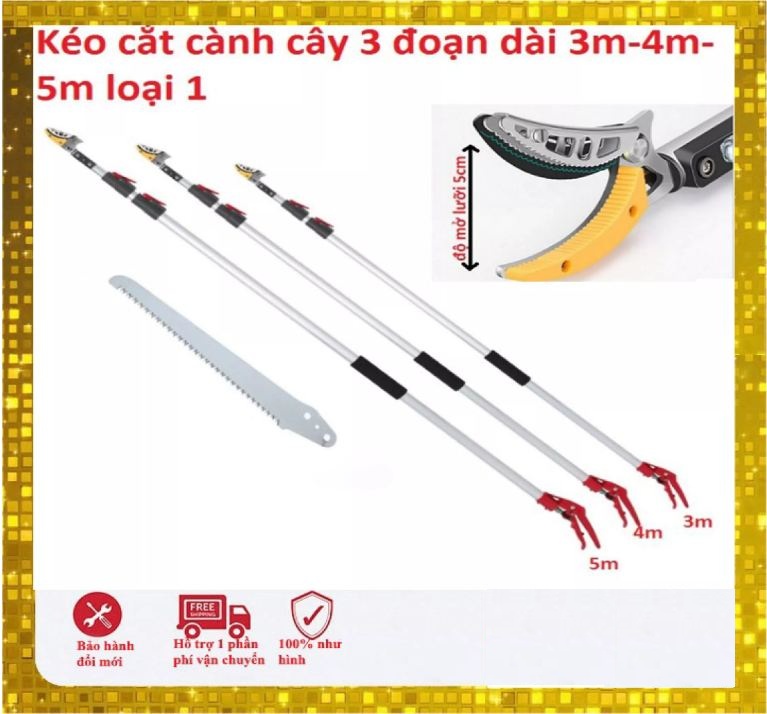 (3m-4m-5m)Kéo cắt cành hái quả kết trên cao 3 đoạn dài 3-4-5m