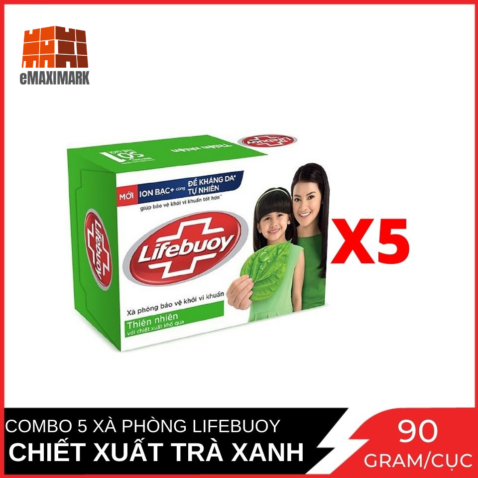 Combo 5 xà bông cục lifebuoy chiết xuất khổ qua 90g x5