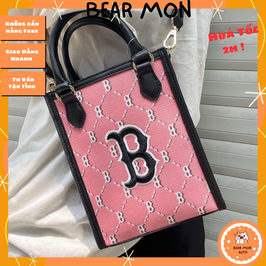 Túi đeo chéo mlb dia monogram jqd mini tote bag boston redsox 7acrm062n màu nâu màu đen màu hồng