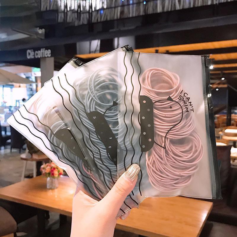 Set 100c chun buộc tóc tặng kèm túi zip