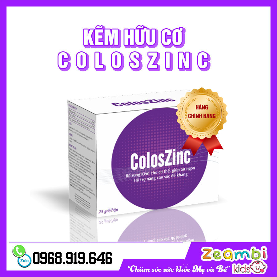 Kẽm Hữu Cơ ColoszinC dạng bột chính hãng Zeambi - Cho trẻ ăn ngon, tiêu hoá khoẻ, đề kháng tốt