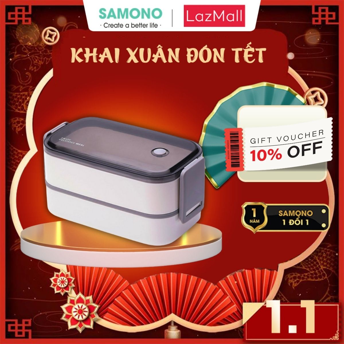 Hộp cơm giữ nhiệt văn phòng 2 tầng tiện lợi an toàn BTW40