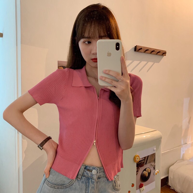 ÁO THUN POLO NỮ PHỐI DÂY KÉO 2 CHIỀU SIÊU HOT HIT-NAUY