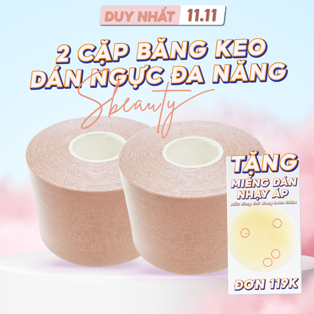 Combo 2 cuộn Băng keo dán ngực Sbeauty tiện lợi tạo được nhiều kiểu, dán ngực nâng ngực đa năng