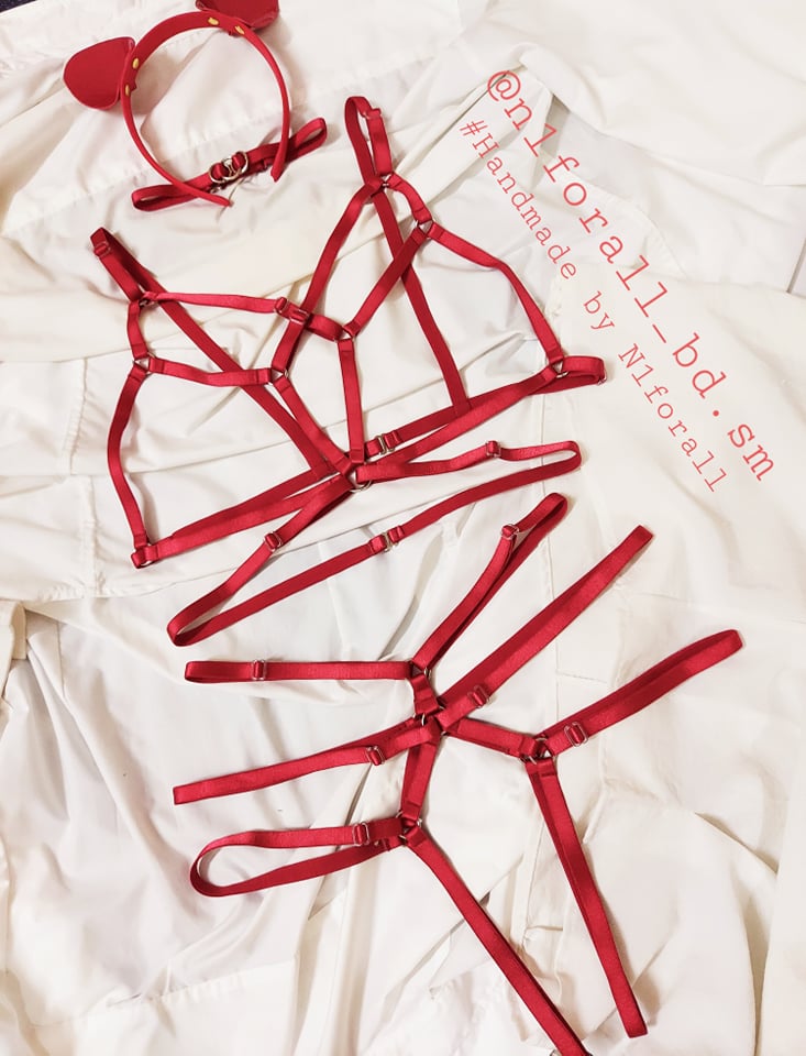 Bộ dây đai body kèm choker cổ