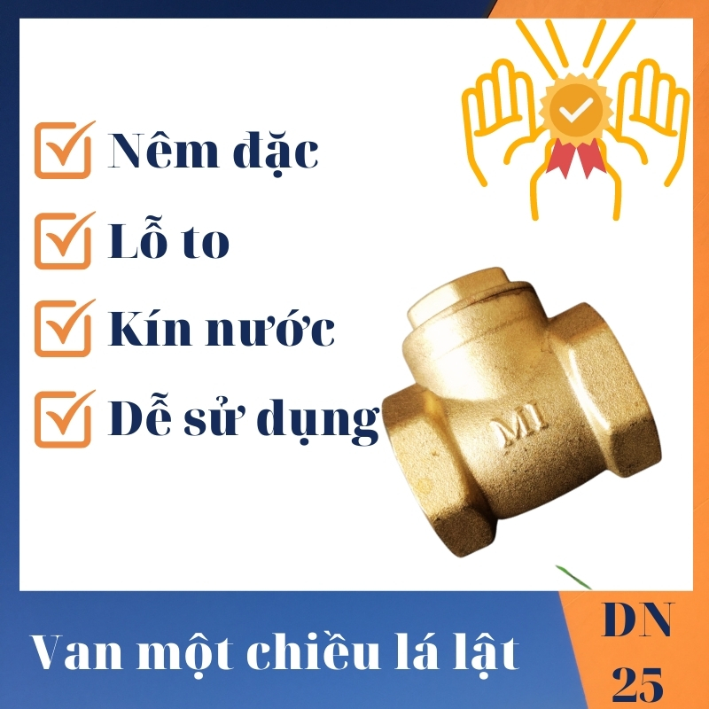 Van 1 chiều lá lật phi 34 van nước một chiều ngăn chảy ngược nối ren bằng đồng