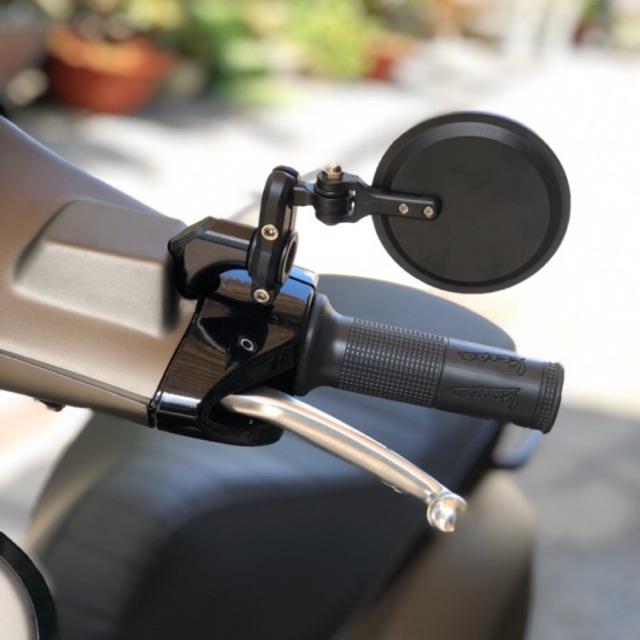 Kính hậu tròn nhôm xếp gọn cho vespa tặng kèm ốc chân gương