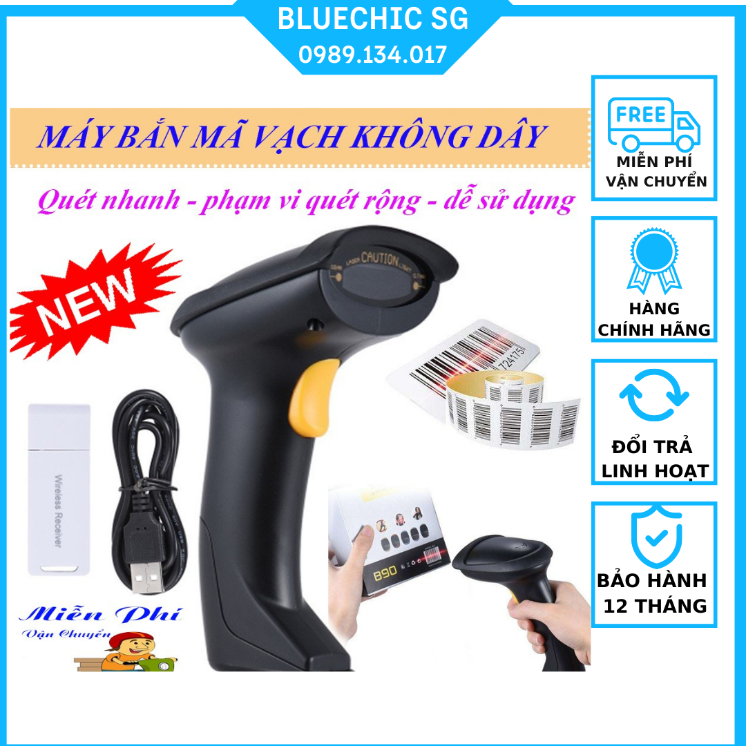 Máy quét mã vạch kết nối bluetooth yhd 1100cb 1d, máy bắn mã vạch barcode không dây dùng trên máy tính tại bluechic sg