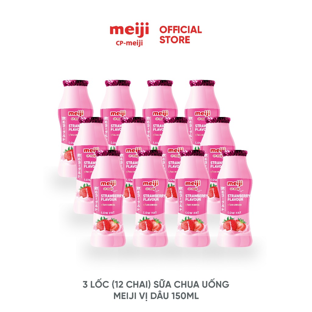 Sữa Chua Uống Meiji Nhật vị dâu  150ml - Combo 3 lốc