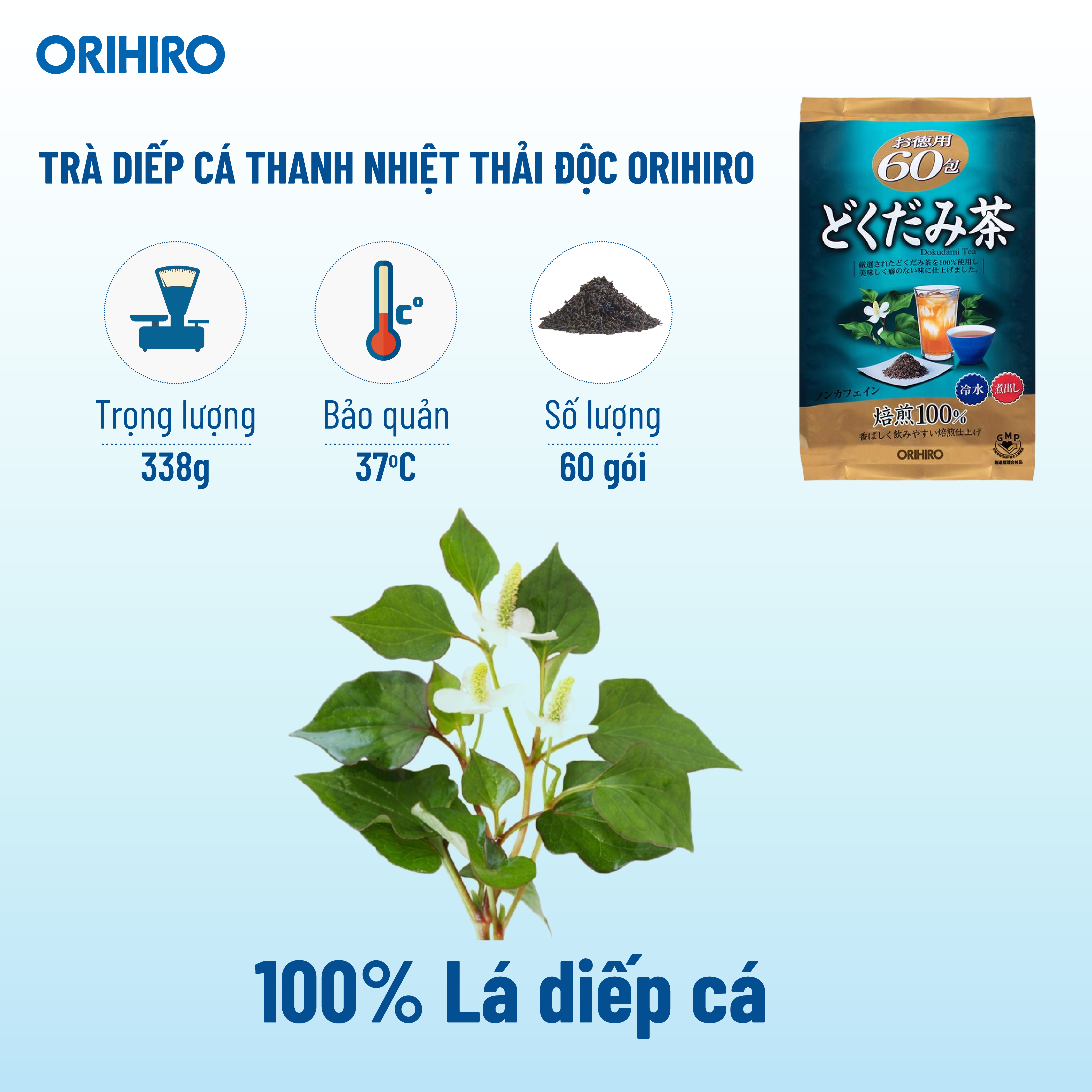 Trà Diếp Cá Orihiro 60 Gói Giúp Thanh Nhiệt, Thải Độc Cơ Thể, Ngăn Ngừa Táo Bón Hiệu Quả