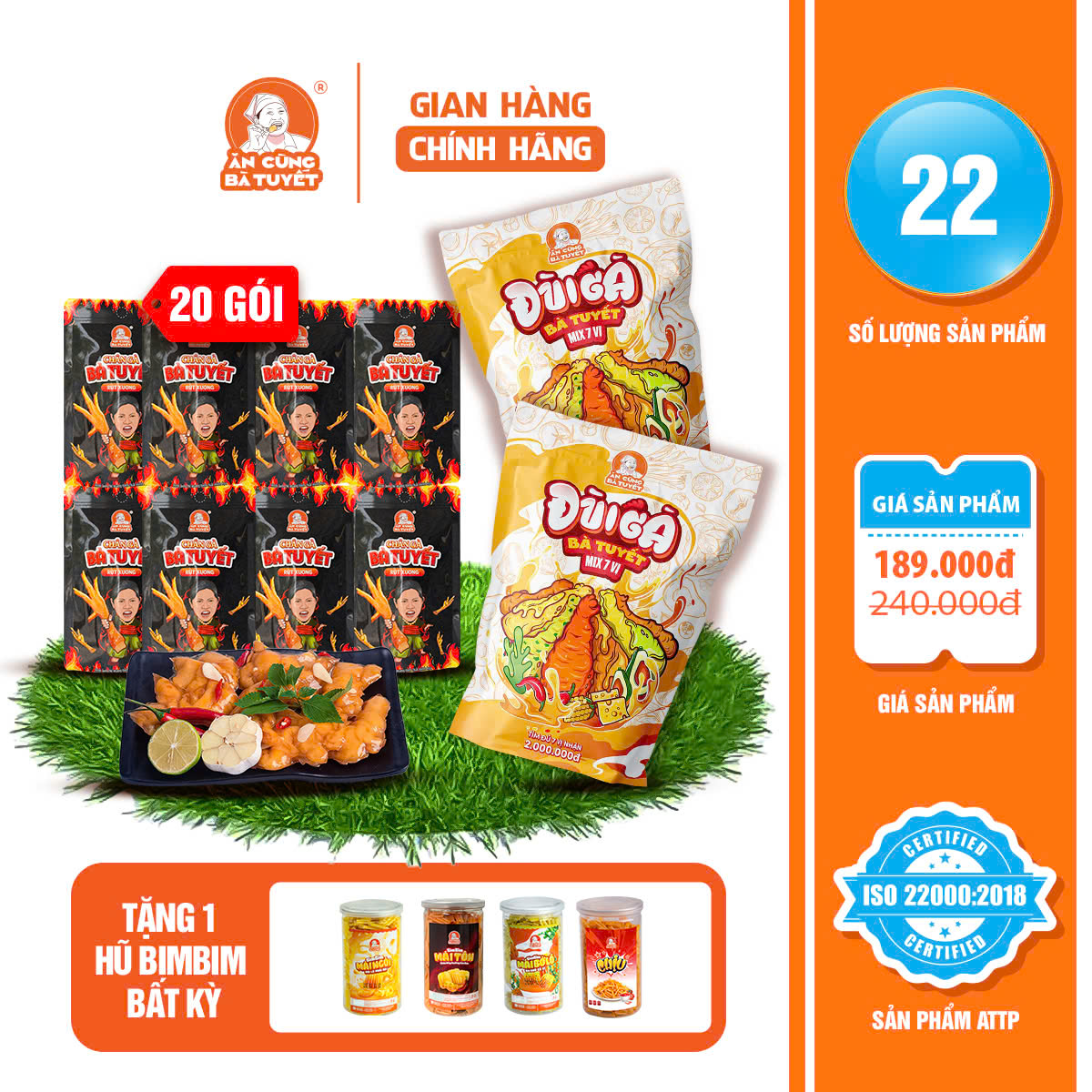 COMBO VỪA MỚI RA: gồm 20 gói chân gà rút xương tê cay + 2 gói mix 7 vị đùi gà - ĂN CÙNG BÀ TUYẾT