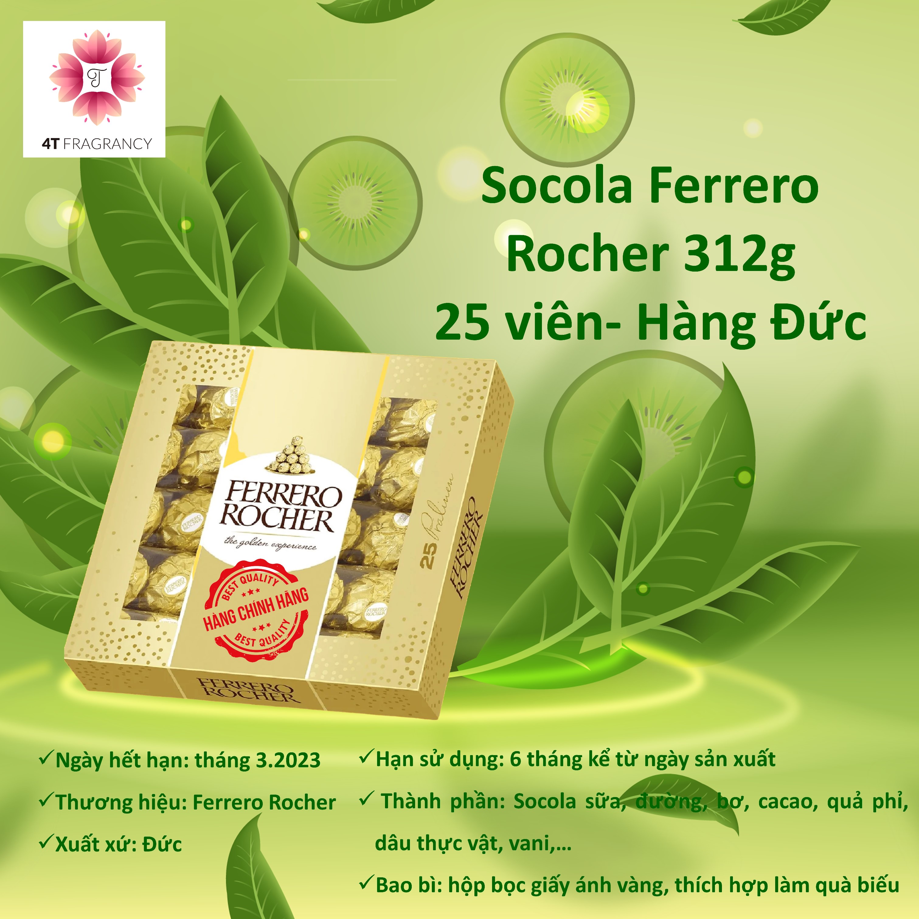 New date 2023 - socola ferrero rocher 312g 25 viên