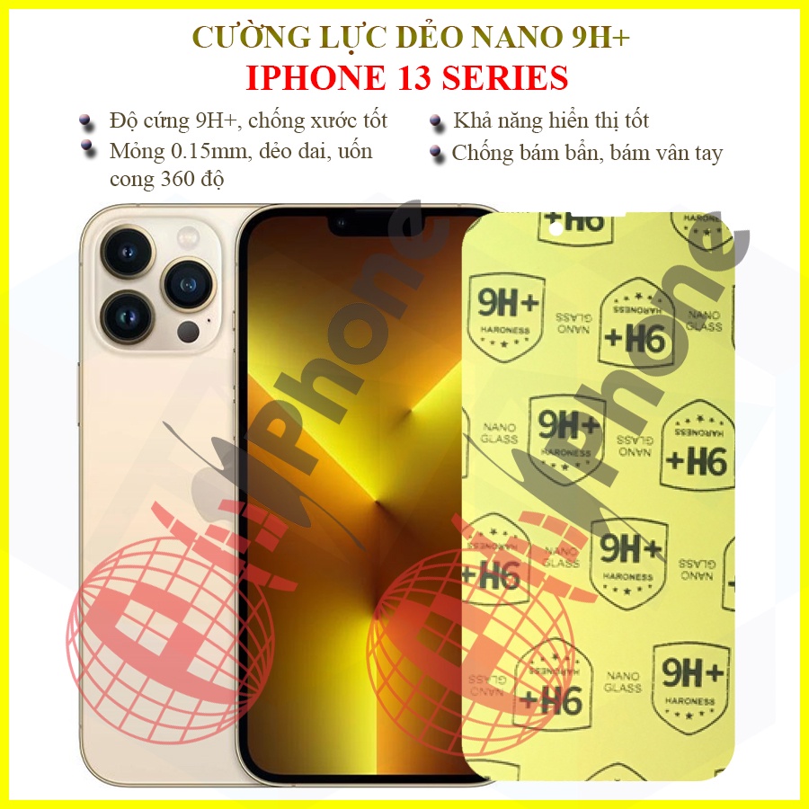 Dán cường lực nano dẻo mặt trước, sau cho iPhone 13, 13 Mini, 13 Pro, 13 Pro Max