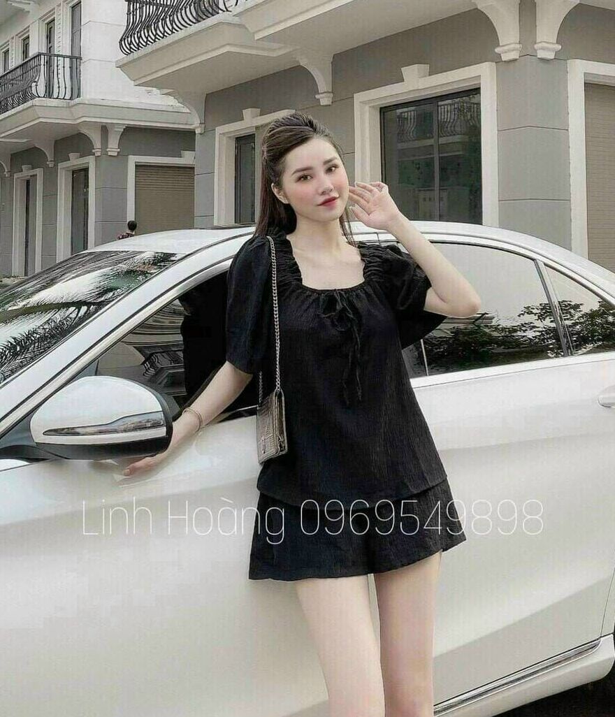 [Mẫu Mới]Set Nữ Kiểu Dáng Tiểu Thư Chất Liệu Vải Xốp Chỉ Tay Ngắn Thời Trang HARI