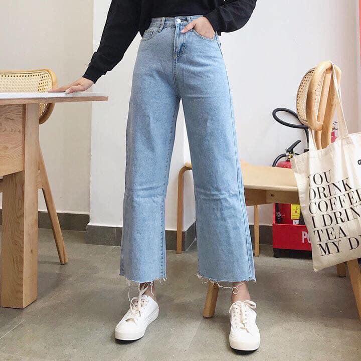 ( ẢNH THẬT) QUẦN BAGGY JEAN ỐNG RỘNG KHÔNG GẤP GẤU 3041 THỜI TRANG HÀN QUỐC, AMELIA