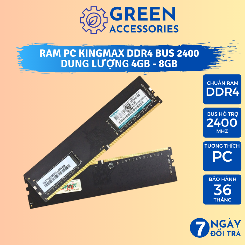 Ram PC KingMax DDR4 8GB 4GB Bus 2400mHz - Ram Máy tính để bàn-Bảo Hành 3 Năm - Hàng nhập khẩu