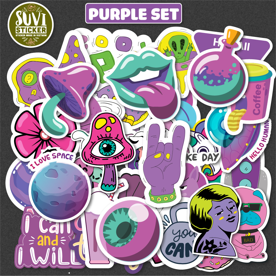 Sticker Màu Tím Purple chống nước dán laptop, điện thoại, đàn guitar, mũ bảo hiểm, vali.