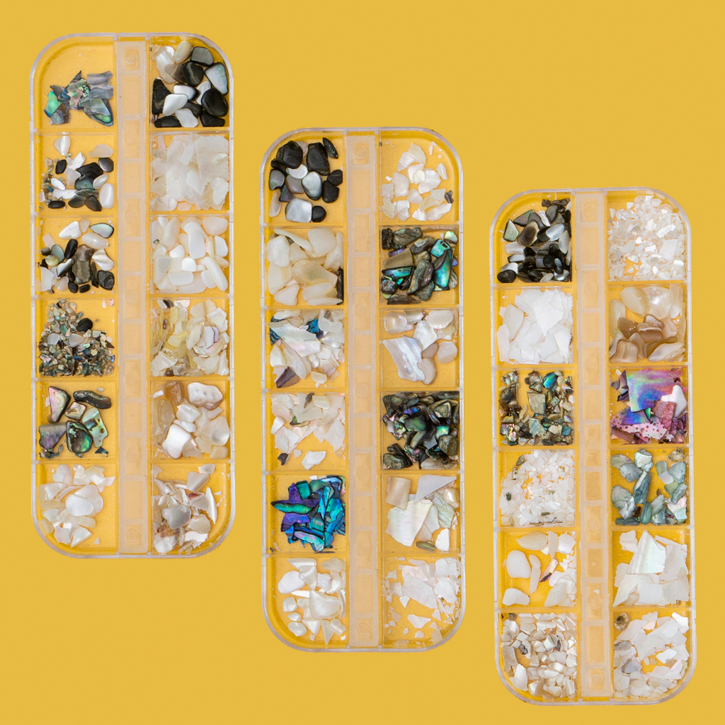 [HCM]Set 12 loại đá xà cừ sỏi - xà cừ trang trí móng tay đắp gel ẩn theo phong cách Hàn Nhật