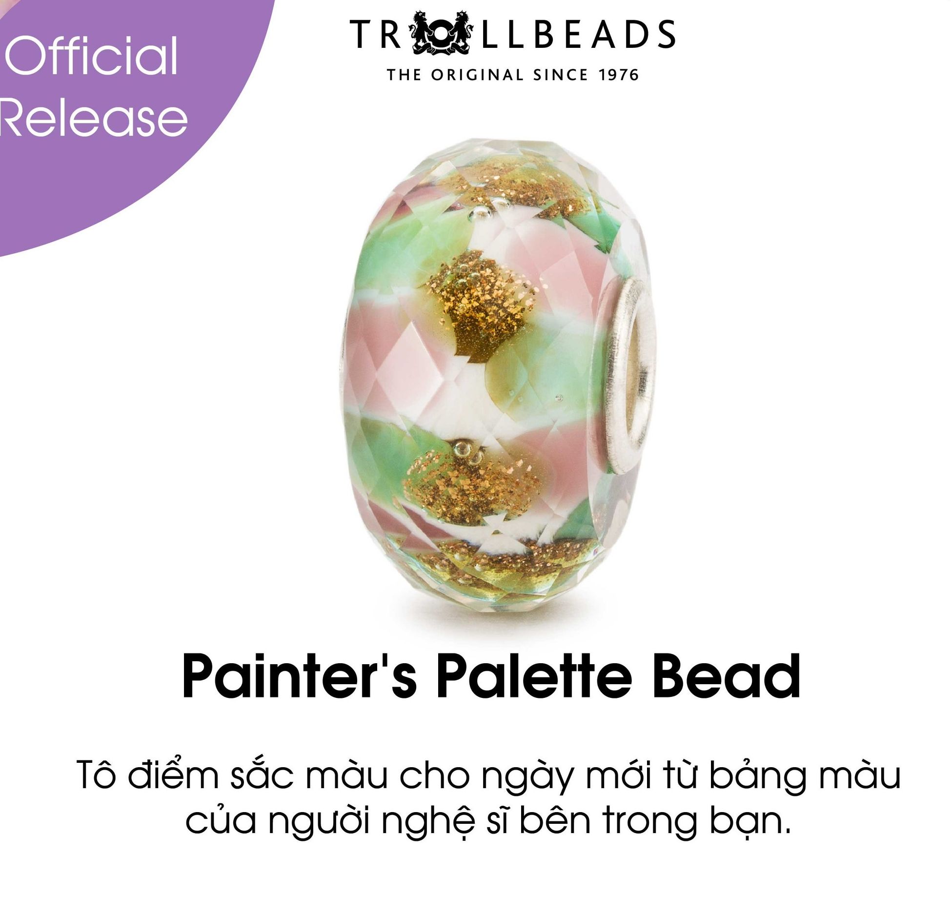 Trollbeads bead thủy tinh cao cấp painter's palette bead