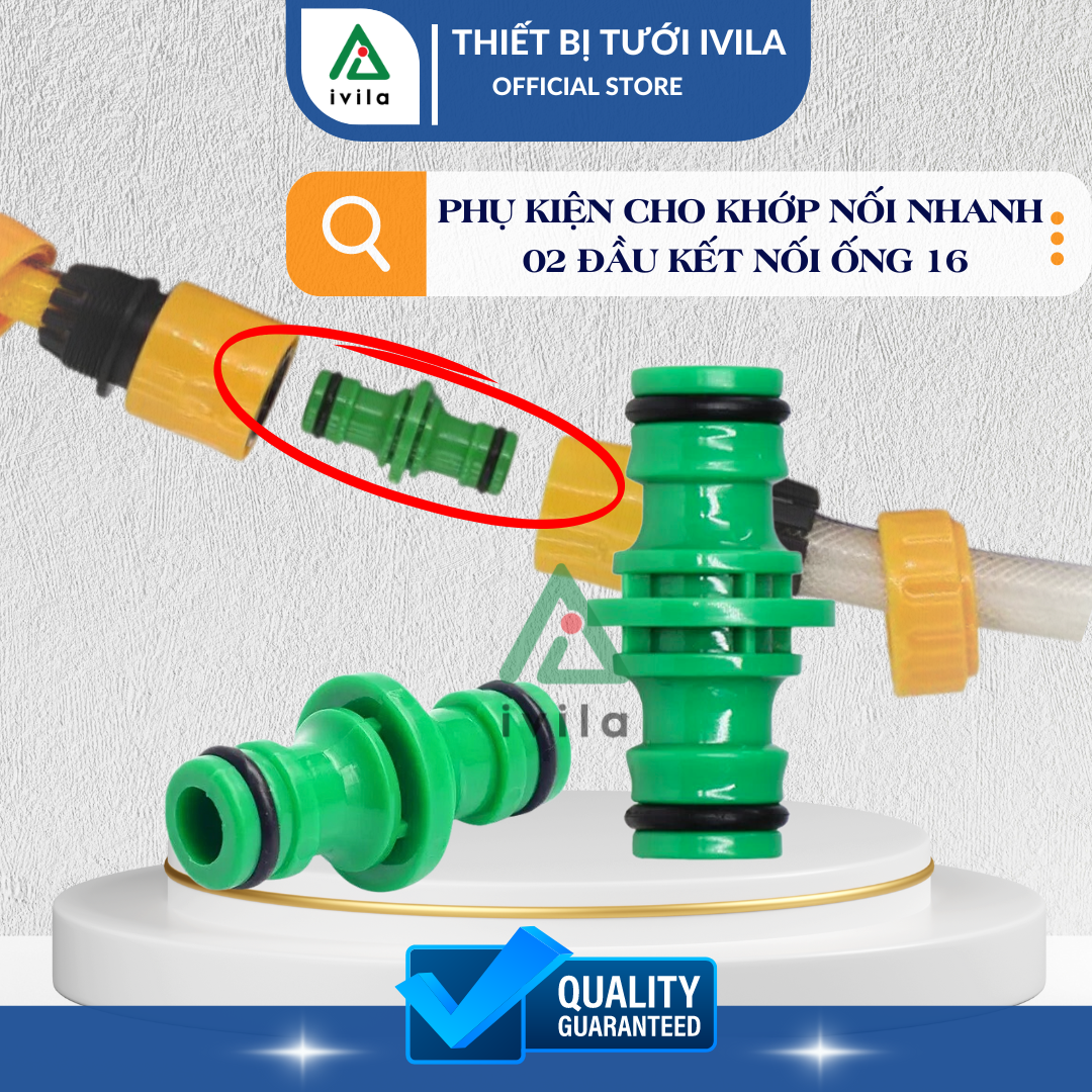 Phụ kiện khớp nối nhanh 2 đầu ống mềm kết nối ống 16mm - chất liệu nhựa cao cấp bền đẹp