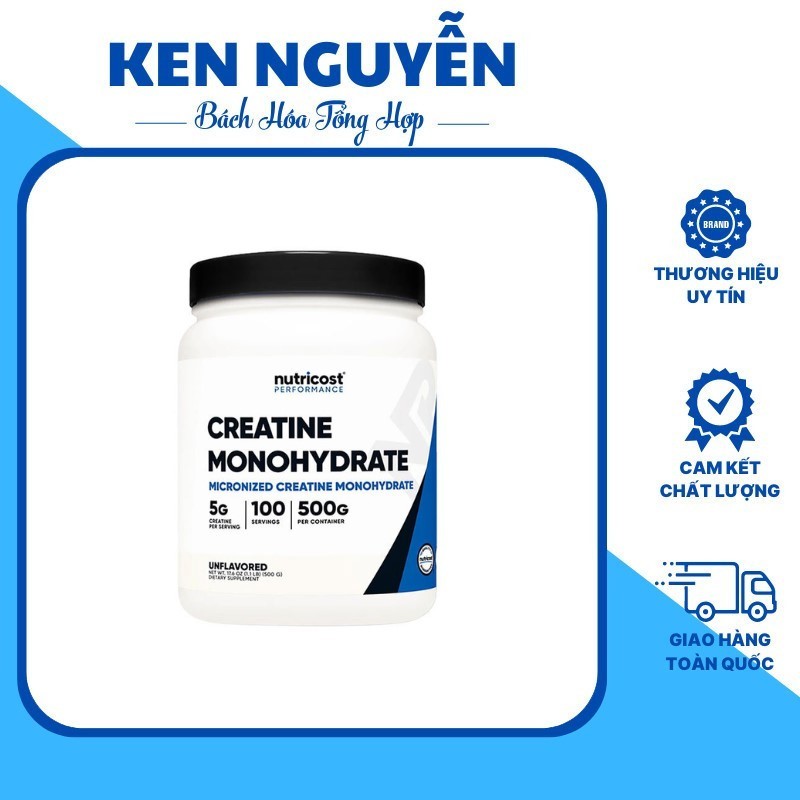 Bột tăng cơ Nutricost Creatine Monohydrate 300g và 500g giúp hấp thụ năng lượng tăng cơ hiệu quả