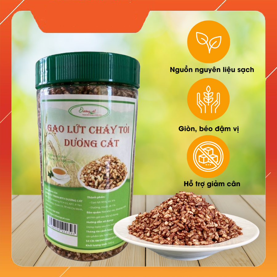 Combo 2 gạo lứt cháy tỏi dương cát 300g, ăn vặt giảm cân