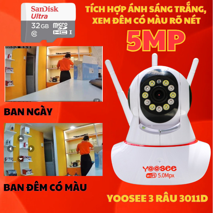 Camera Yoosee 3 râu 2.0 - Full HD 1080P, Xoay 360 Độ, Hỗ Trợ Đàm Thoại 2 Chiều, Bảo Hành 12 Tháng