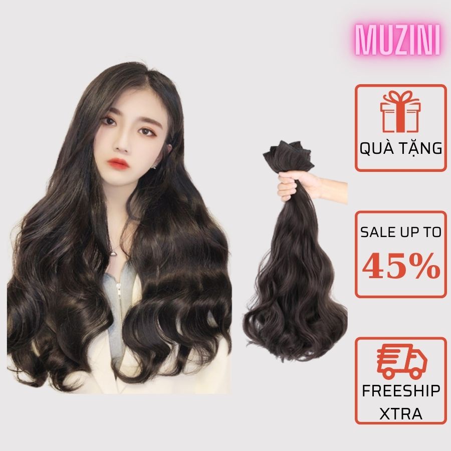 Tóc giả đẹp Muzini tóc kẹp 6 phím xoăn sóng phong cách Hàn Quốc TG18