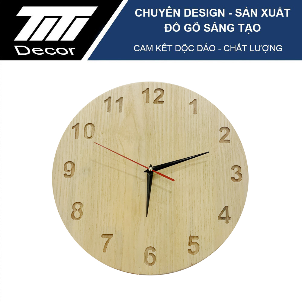 Đồng hồ gỗ treo tường TiTi Wood TWC4 Vintage Decor cao cấp