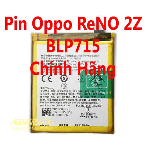 Pin oppo reno 2z reno 2f realme x k3 blp715 blp701 3765mah zin + tặng siêu dán pin