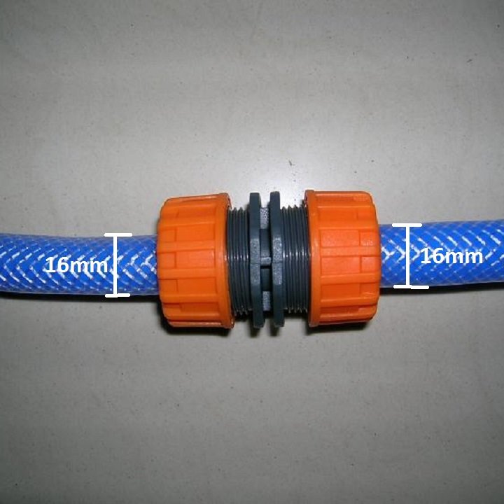 Nối nhanh ống nước mềm có phi 16mm và 16mm. màu cam - 386