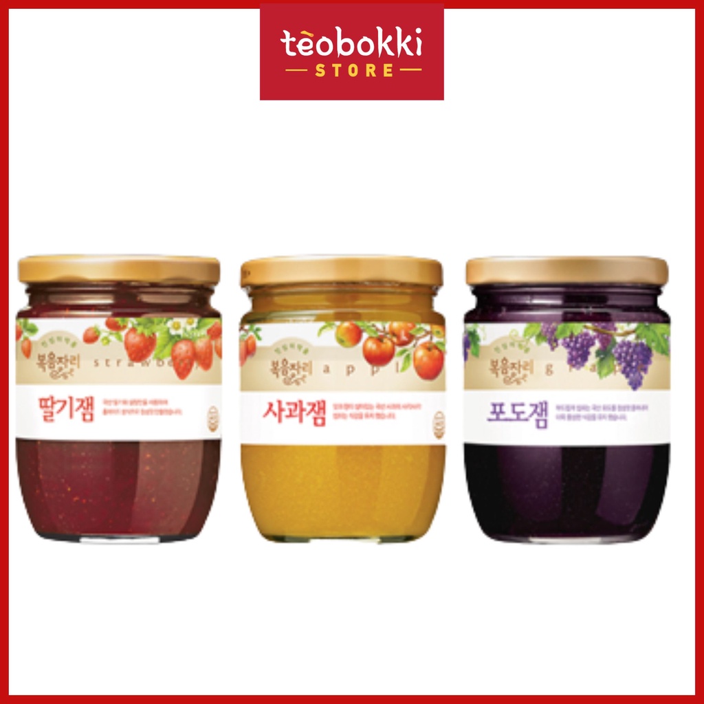 Mứt trái cây Hàn Quốc Chungjungone (mứt dâu, mứt nho, mứt táo) hũ 370g, 380g