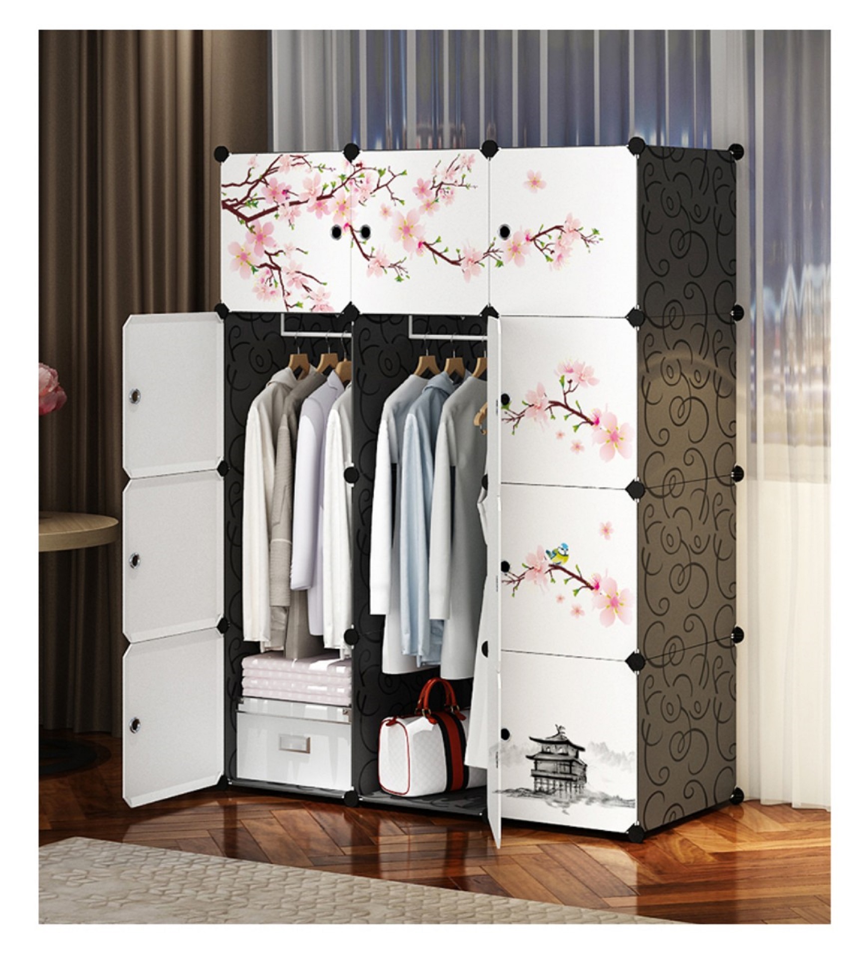 Tủ quần áo 12 ngăn nhiều mẫu, tủ lắp ghép 12 ngăn, tủ lắp ghép 12 ngăn đựng quần áo họa tiết hoa văn đa dạng mẫu