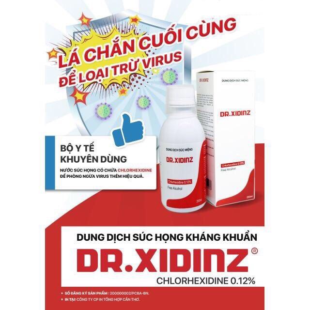 Dung dịch súc miệng DR.XIDINZ 250ml (Chlorhexidine 0,12%)