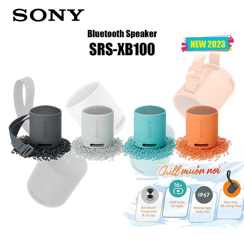 Loa bluetooth mini chống nước sony srs-xb100, nhỏ gọn cá tính - âm bass mạnh mẽ sôi động