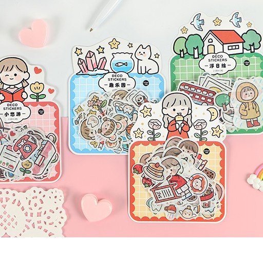 Gói Deco Stickers Tóc ngắn 40 miếng/set