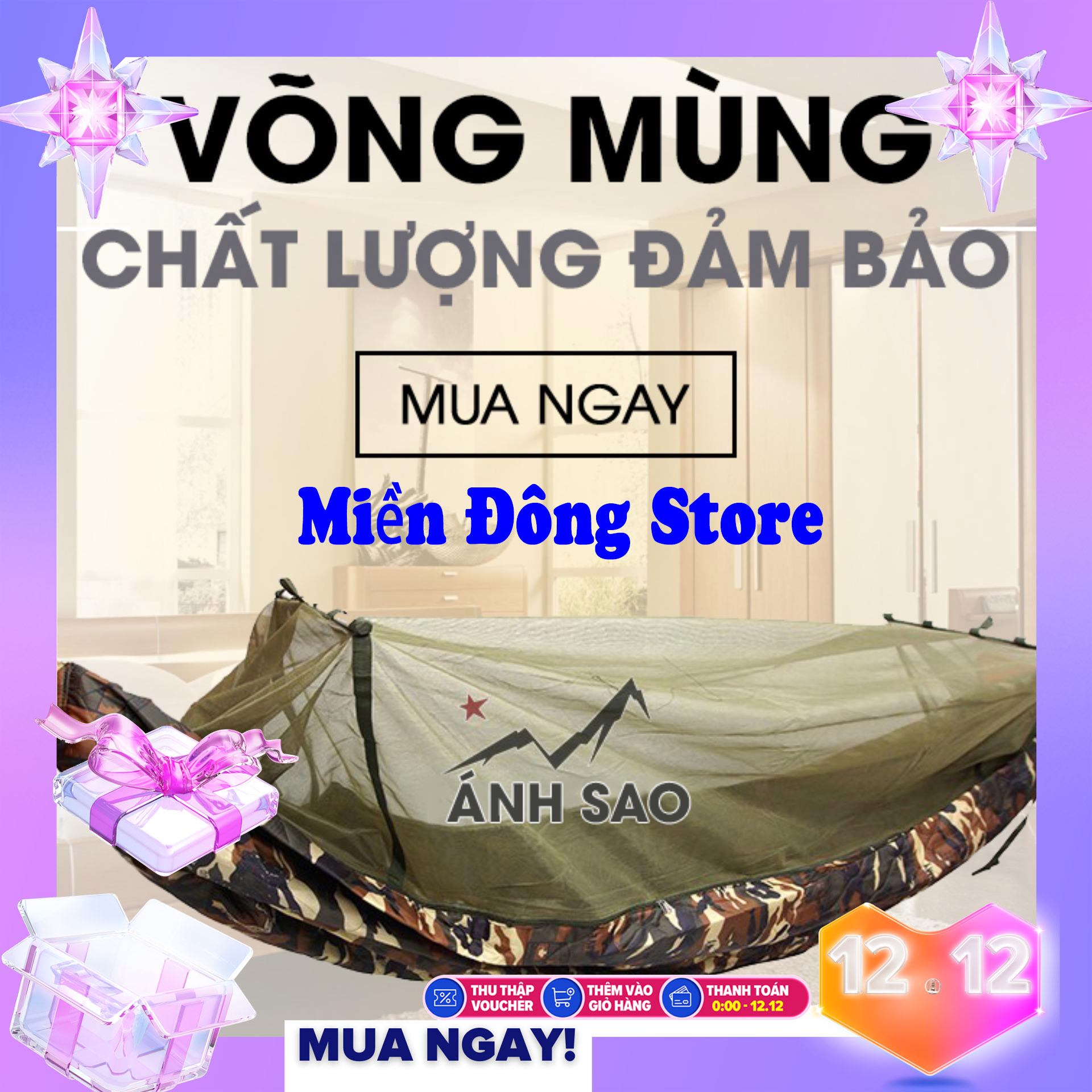Võng mùng 3 lớp loại lớn dài 2m5 dày giữ ấm chống côn trùng cắn đốt màu rằn ri
