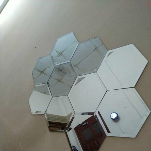 Gương Dán Tường 3D Hình Lục Giác Decal Dán Tường , Gương Dẻo Dán Tường Trang Trí Tự Dính Tường Cho Phòng Khách Phòng Ngủ Gương Acrylic Dán Tường , Gương Decor Lục Giác