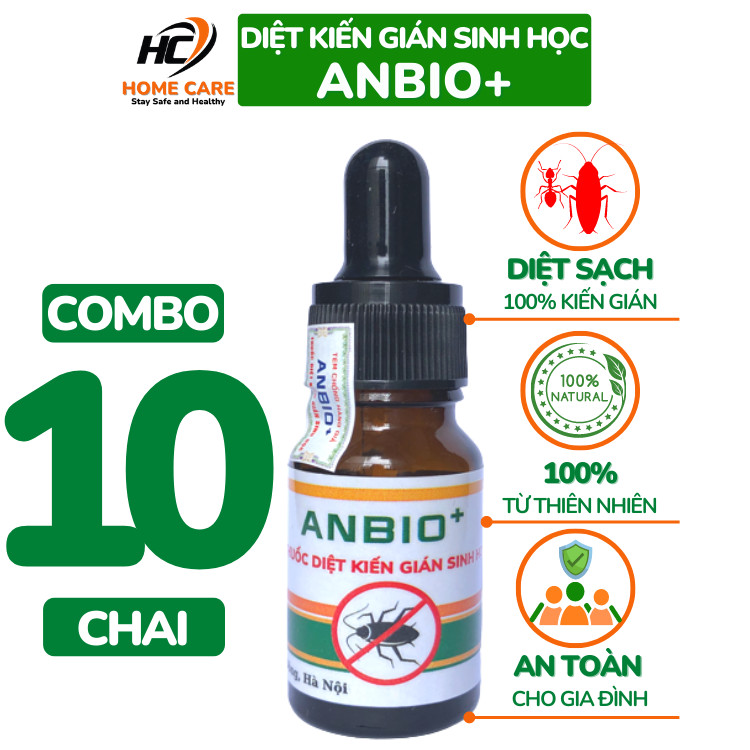 Combo 10 lọ thuốc diệt kiến gián sinh học anbio+ chai 10ml xuất xứ việt nam